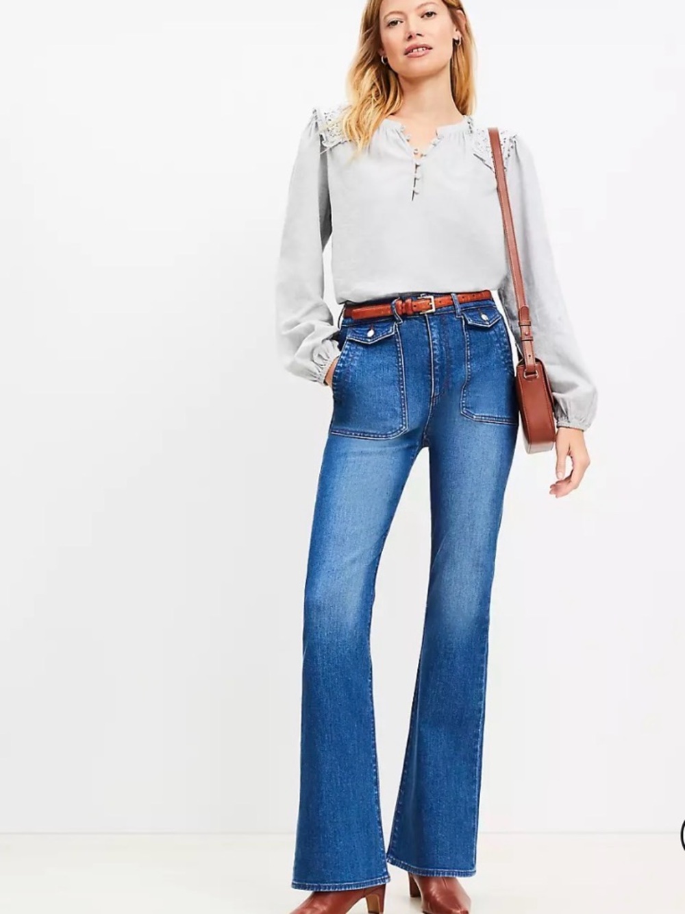 LOFT Utility Pocket High Rise Slim Flare Jeans